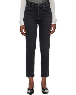 Agolde AGOLDE Black Riley High Rise Straight Crop Jeans