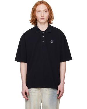 Maison Kitsuné ブラック ボールド フォックスヘッド パッチ オーバーサイズ ポロシャツ