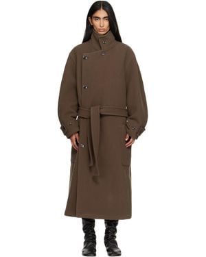 Lemaire Khaki Wrap Coat - Brown