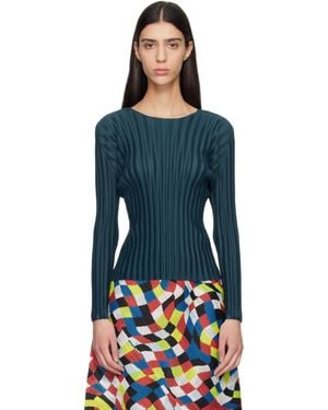 Pleats Please Issey Miyake Rib Pleats November Top - Blue