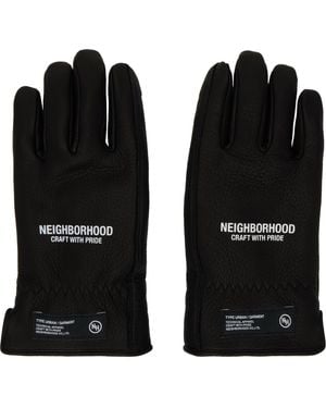 Neighborhood Leather Boa Gloves - Black