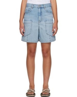 Ganni Lightweight Denim Baggy Cargo Shorts - Blue