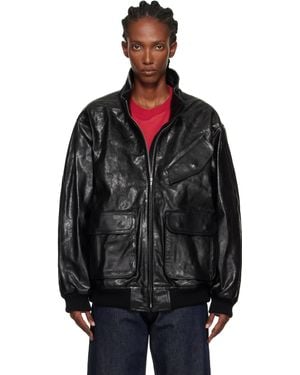 AURALEE Zip Lamb Leather Jacket - Black