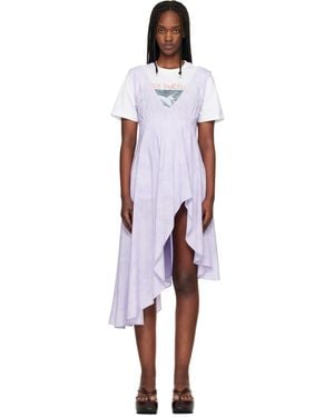 Collina Strada Lilac Floral Scribble Tulip Midi Dress - Black