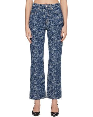 Ganni Straight Tapestry Cropped Betzy Jeans - Blue