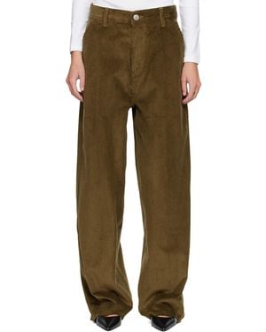 Ami Paris Khaki Cotton Large Fit Trousers - Green