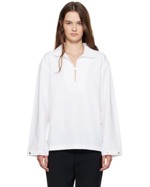 Victoria Beckham Tab Detail Denim Blouse - White