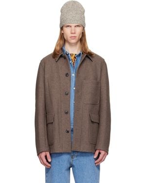 Dries Van Noten Taupe Wool Melton Jacket - Brown