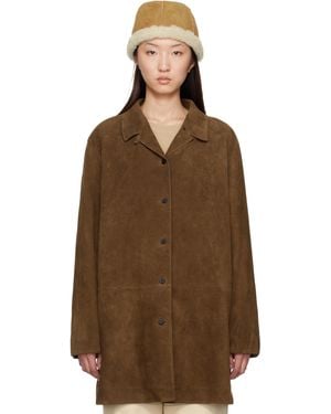 LE17SEPTEMBRE Tan Long Suede Jacket - Brown