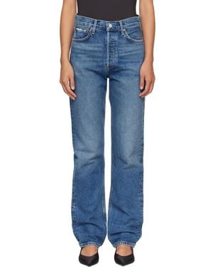 Agolde Jean Droit 90's Bleu À Taille Mi-Haute