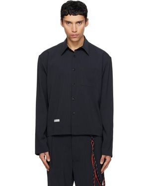 Song For The Mute Pinstripe Gabardine L/S Shirt - Black