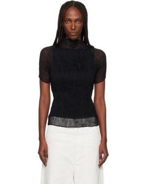 Issey Miyake Chiffon Twist T-Shirt - Black