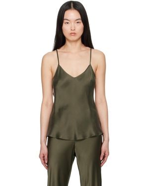 SILK LAUNDRY グリーン バイアスカット キャミソール