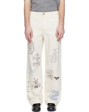 Maison Kitsuné Off- Kuro Edition Handwritten Postcard Denim Trousers - White