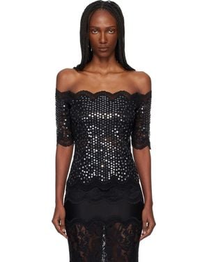 Rabanne Off The Shoulder Lace Top - Black