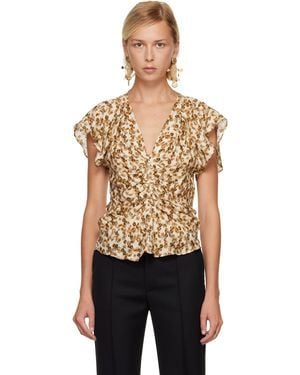 Isabel Marant Tan & Off- Lonea Blouse - Black
