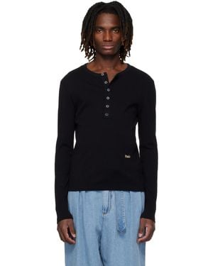 Rhude Logo Ls Henley - Black