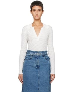 3.1 Phillip Lim ホワイト ハニカムステッチ ポロシャツ - ブルー