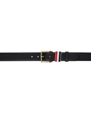Thom Browne Calfskin Pebbled Leather Belt - Black