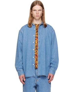 Dries Van Noten Loose Denim Shirt - Blue
