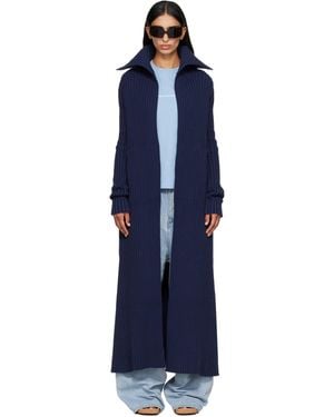 Balenciaga Cardigan Surdimensionné Bleu Marine En Tricot Côtelé De Coton