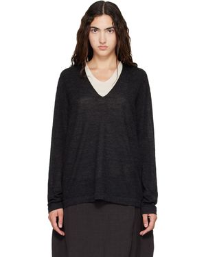Lauren Manoogian Fine Low V Neck Jumper - Black