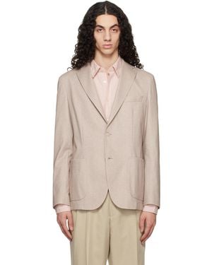 BOSS Slim-Fit Cotton-Blend Blazer - Natural