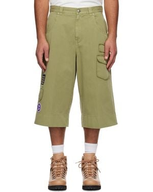Palm Angels Khaki Military Patch Bermuda Shorts - Green