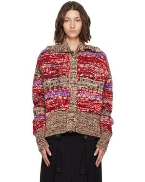 Dries Van Noten Jacquard Wool Cardigan - Red
