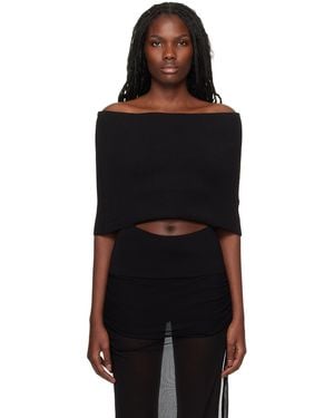 Christopher Esber Slashed Knit Shawl Top - Black
