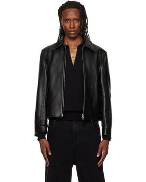 Tonywack Buckle Zip Leather Jacket - Black