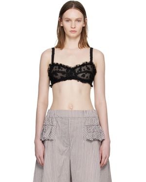 Dries Van Noten Polka Dot Mesh Bralette - Black
