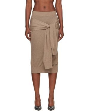 Marine Serre Hybrid Knit Wrapped Midi Skirt - Natural