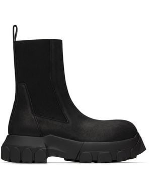 【正規品】Rick Owens ブラック Porterville チェルシーブーツ Rick Owensのブラック Porterville Grilled ウェッジ ビートル