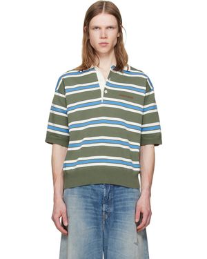 DSquared² Polo Vert En Tricot À Rayures - Bleu