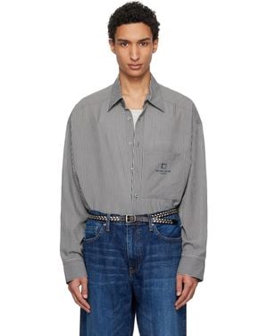 WOOYOUNGMI Stripe Over Size Shirt - Grey