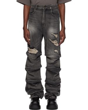 we11done Wrinkled Straight Jeans - Black