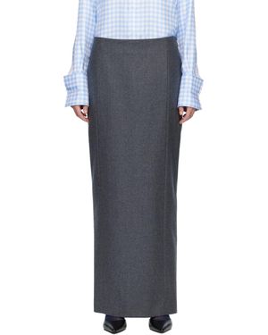 Thom Browne Solid Wool Flannel Pencil Maxi Skirt - Black