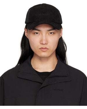 we11done Casquette Noire En Suède À Logo Brodé