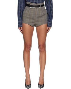 Mugler Checked Pleated Tailored Shorts - Black