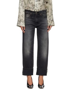 R13 Jean Bf Noir À Revers Roulés