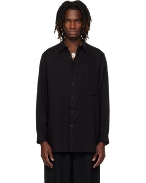 Yohji Yamamoto Cellulose Lawn Double Collar Shirt - Black
