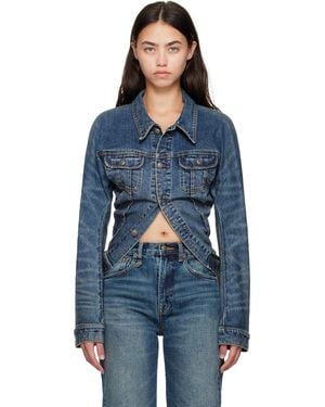 R13 Skinny Wrap Around Denim Trucker Jacket - Blue