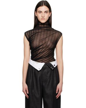 Victoria Beckham Justaucorps Sans Manches Noir À Col Montant