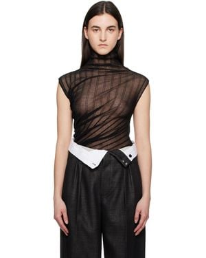 Victoria Beckham ブラック ノースリーブ ハイネック ボディスーツ