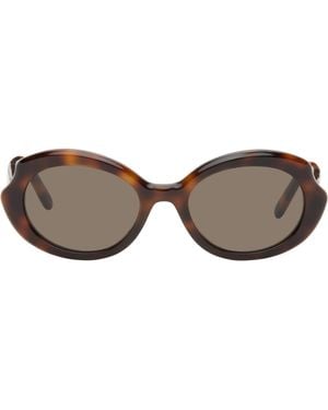 Loewe Tortoiseshell Mini Oval Thin Sunglasses - Black