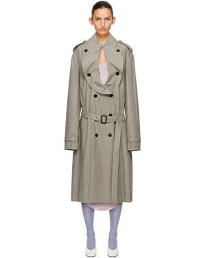 Maison Margiela Taupe Cutout Collar Trench Coat - Grey