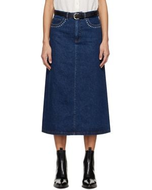 A.P.C. . Indigo Redwood Denim Midi Skirt - Blue