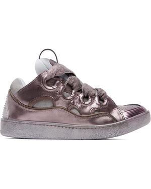 Lanvin Curb Metallic Technical Fabric Sneakers - Gray