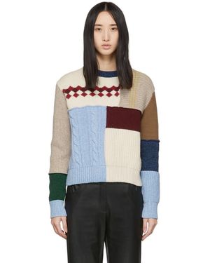 ALEXACHUNG Wool Patchwork Crew - Multicolour
